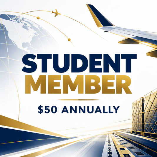 Student Membership for aspiring air cargo professionals, featuring cargo aircraft and airport terminal imagery