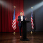 Speaker behind podium picture